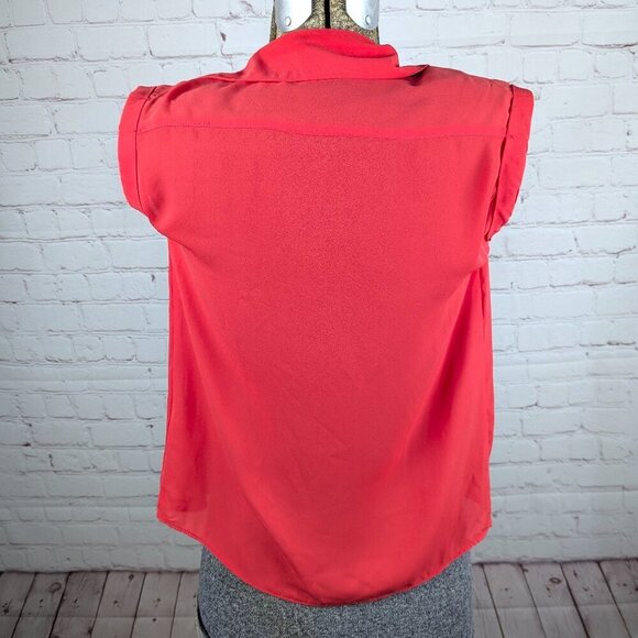 Metaphor Coral Pink Short Sleeve Button Down Top XS - Picture 4 of 6